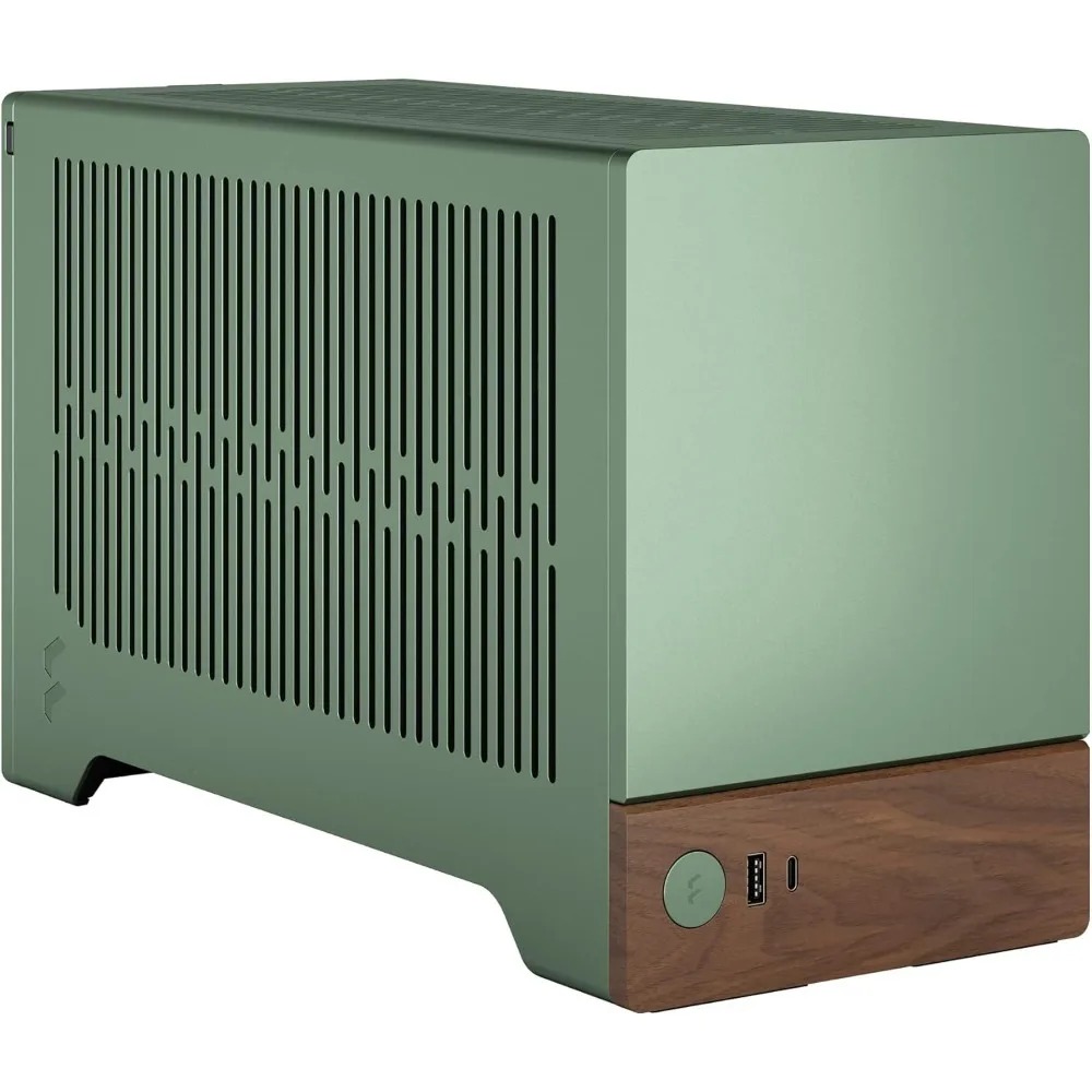 Itx Case Pcie Riser 4.0 - Anodized Aluminum Panels Wood Walnut Front