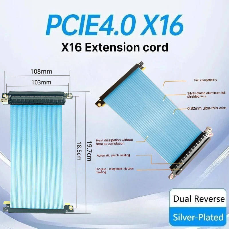 Itx Case Pcie Riser 4.0 - Dual Reverse Pcie 4.0 Riser Cable